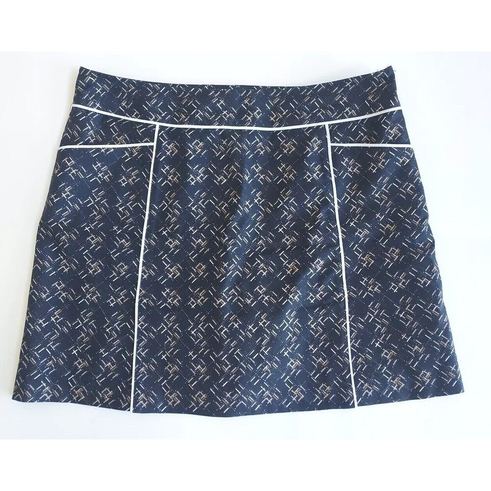Ladies IZOD XFG Stretch Black/Tan/White Quick Dry Side Zip Golf Skort Size 8